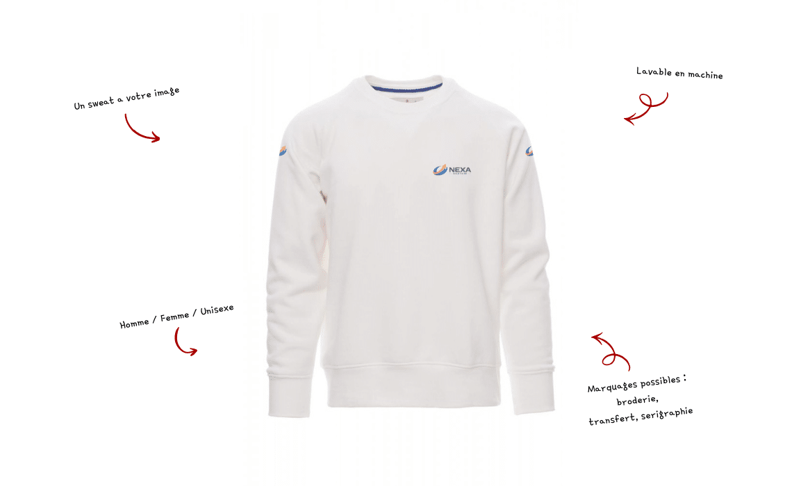 sweat après personnalisation